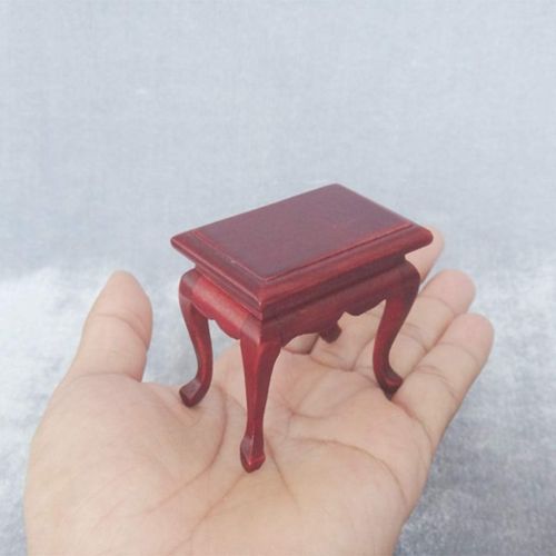  Prettyia Mini Wooden End Table Tea Coffee Table for 1/12 Dollhouse Miniature Annatto