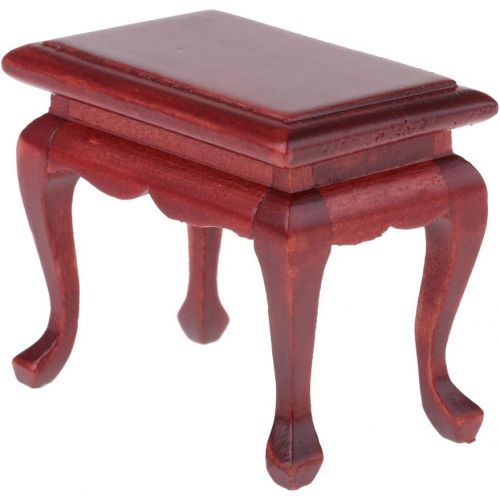  Prettyia Mini Wooden End Table Tea Coffee Table for 1/12 Dollhouse Miniature Annatto