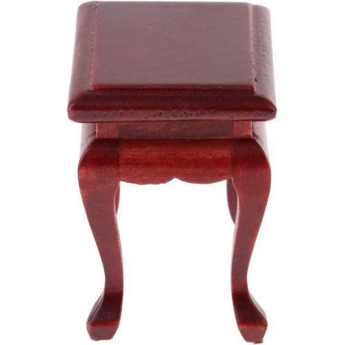  Prettyia Mini Wooden End Table Tea Coffee Table for 1/12 Dollhouse Miniature Annatto