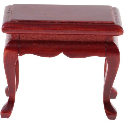  Prettyia Mini Wooden End Table Tea Coffee Table for 1/12 Dollhouse Miniature Annatto