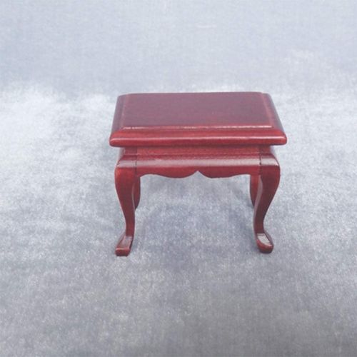  Prettyia Mini Wooden End Table Tea Coffee Table for 1/12 Dollhouse Miniature Annatto