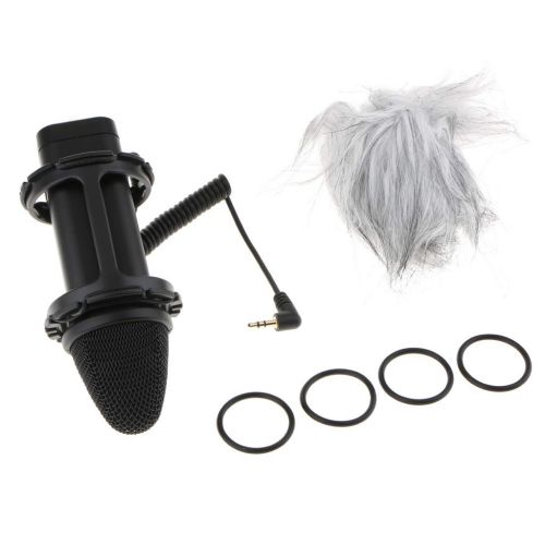  Prettyia Compact Stereo Mic Video Microphone for Canon Nikon Sony DSLR Cameras Camcorders BY-V02