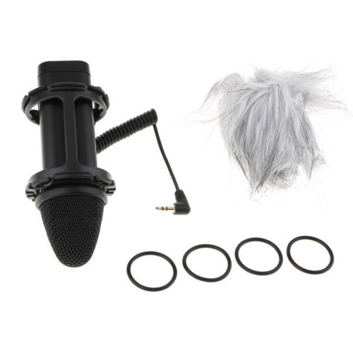  Prettyia Compact Stereo Mic Video Microphone for Canon Nikon Sony DSLR Cameras Camcorders BY-V02