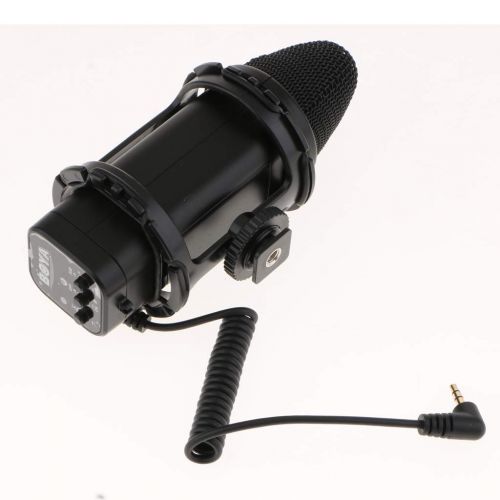  Prettyia Compact Stereo Mic Video Microphone for Canon Nikon Sony DSLR Cameras Camcorders BY-V02