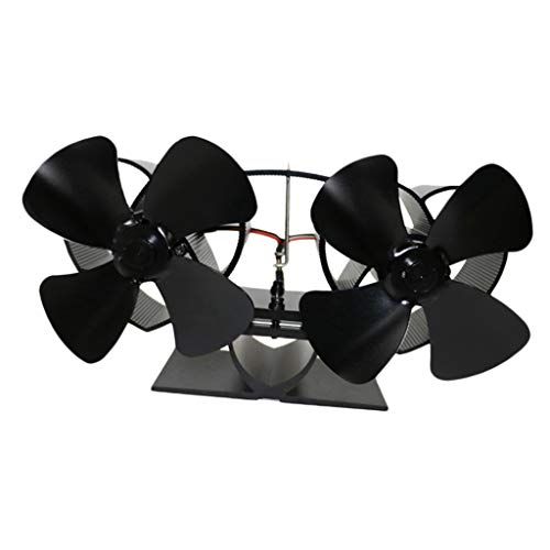  Prettyia Heat Powered Stove Fan Eco Friendly Double Fan Wood Fireplace