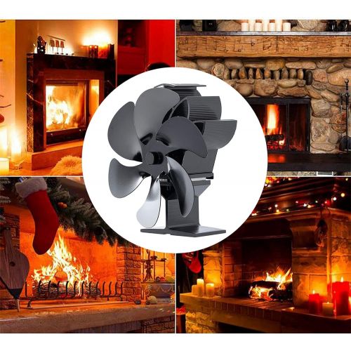  Prettyia Upgraded 6 Blades Fireplace Fan Heat Powered Stove Fan for Wood/Log Burner/Fireplace Eco Friendly and Efficient Heat Distribution Non Electric Fan