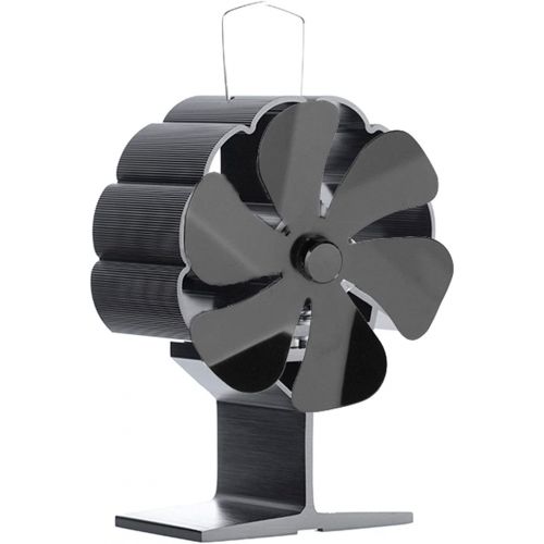  Prettyia Upgraded 6Blade Fireplace Fan Heat Powered Stove Fan for Wood/Log Burner/Fireplace Eco Friendly and Efficient Heat Distribution Fan,Black,Single Motor