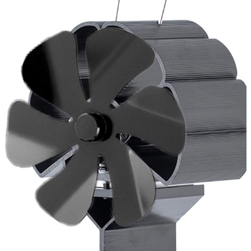  Prettyia Upgraded 6Blade Fireplace Fan Heat Powered Stove Fan for Wood/Log Burner/Fireplace Eco Friendly and Efficient Heat Distribution Fan,Black,Single Motor