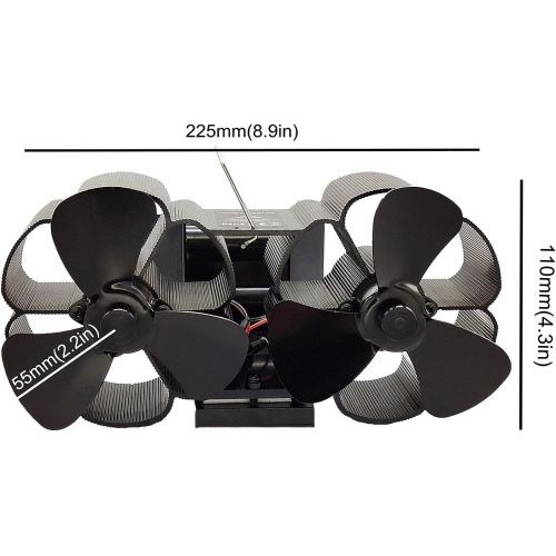  Prettyia Dual 3 Blades Fireplace Fan Heat Powered Stove Fan for Wood/Log Burner/Fireplace Eco Friendly and Efficient Heat Distribution Fans