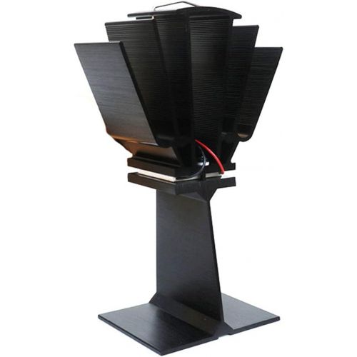  Prettyia 5 Blade Wood Stove Heat Powered Stove Fireplace Fan Black