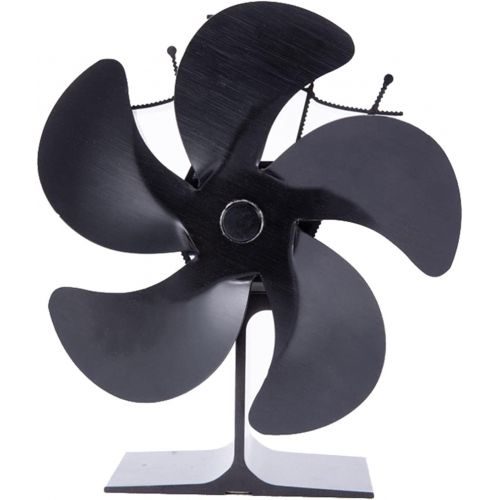  Prettyia 2 Pieces Chimney Fan 5 Wood Stove Fan Eco Fuel Saving Black