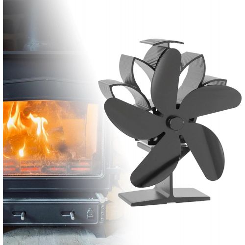  Prettyia 1400rpm Heat Powered Stove Fan, 5 Blade Wood Stove Fan, Silent Operation & Efficient Heat Distribution for Wood/Log Burner/Fireplace