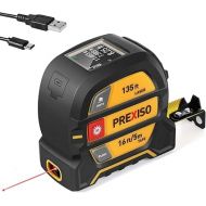 PREXISO 2-in-1 Laser Tape Measure - NOT DIGITAL TAPE - 135Ft Rechargeable Laser Measurement Tool & 16Ft Measuring Tape Movable Magnetic Hook - Pythagorean, Area, Volume, Ft/Ft+in/in/M Unit-NOT Digital