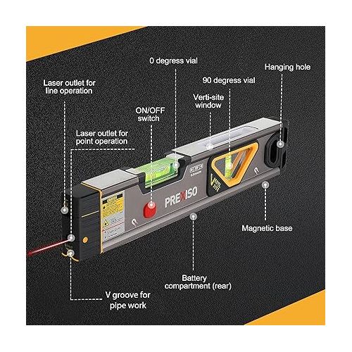  PREXISO 2-in-1 Laser Level with 100Ft Point & 30Ft Line, Magnetic Leveler for Construction, Home Renovation