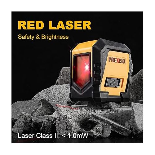  PREXISO Laser Level Self-Leveling - Cross Line Laser Level, 50FT Line leveler Tool for Hanging Pictures,Wall Writing Painting with LED Indicator, 2 AA Batteries & Carry Bag