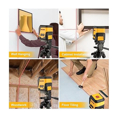  PREXISO Laser Level Self-Leveling - Cross Line Laser Level, 50FT Line leveler Tool for Hanging Pictures,Wall Writing Painting with LED Indicator, 2 AA Batteries & Carry Bag