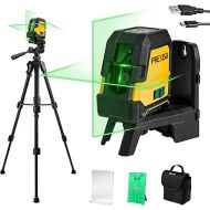 PREXISO Laser Level with Tripod - 100Ft Rechargeable Dual Modules Line Laser, Self Leveling Wide Angle Cross Leveler Tool for Construction, Floor Tile Renovation with Magnetic Base, Target Plate, Bag