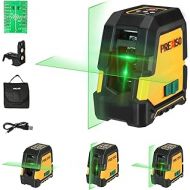 PREXISO Laser Level Self Leveling - 100Ft Rechargeable Cross Line Laser, Green Line leveler Tool for Construction, Floor Tile, Home Renovation with Magnetic Pivoting Base, Target P