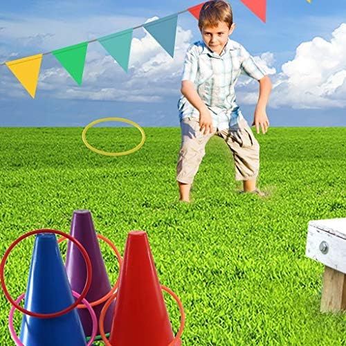  [아마존베스트]Prextex 3 in 1 Carnival Outdoor Games Combo Set Cornhole Bean Bags Ring Toss Game and Birthday Party Outdoor Games Supplies Plastic Cone Set 26 Piece Set