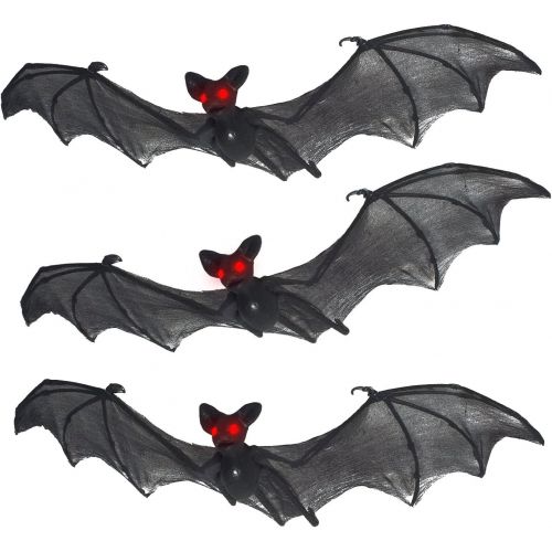  Prextex Halloween Decor Set of 3 Realistic Looking Spooky Nylon Hanging Bats for Best Halloween Decoration