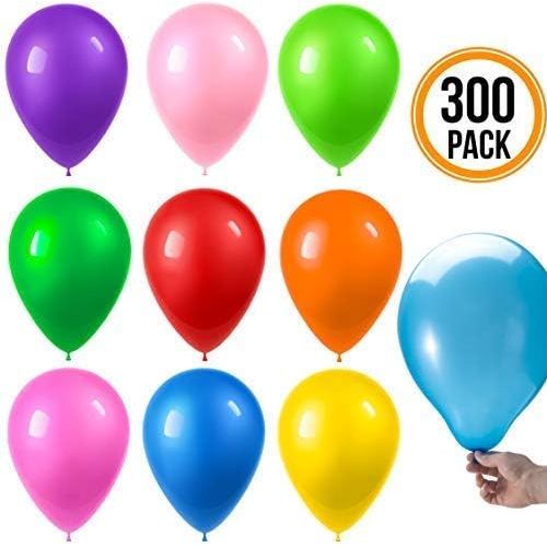  Prextex 300 Party Balloons 12 Inch 10 Assorted Rainbow Colors - Bulk Pack of Strong Latex Balloons for Party Decorations, Birthday Parties Supplies or Arch Decor - Helium Quality