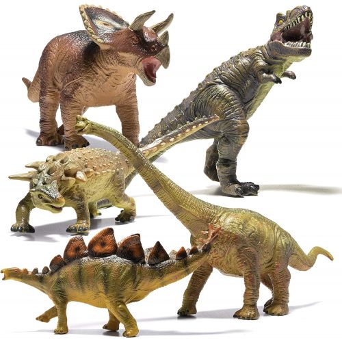  Prextex 5 Piece Jumbo Dinosaur Set - Kids and Toddlers Detailed Realistic Large Dinosaur Toys Set for Dinosaur Lovers - Perfect Dinosaur Party Favors, Birthday Gifts, Dinosaur Toys