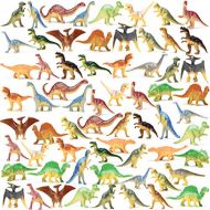 Prextex Box of Mini Dinosaur Toys (72 Count) Best for Dinosaur Party Favors Cake Toppers Easter Eggs Filler