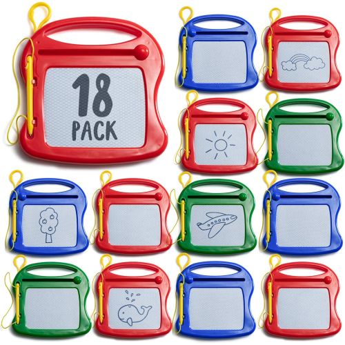  [아마존베스트]Prextex 18 Pack Mini Doodle Pads Toy Tablets Drawing Pads Doodle Pads for Kids Bulk Toys Board Set  Magnetic Drawing Pad Erasable Writing Pad for Classroom Rewards Patry Favors an