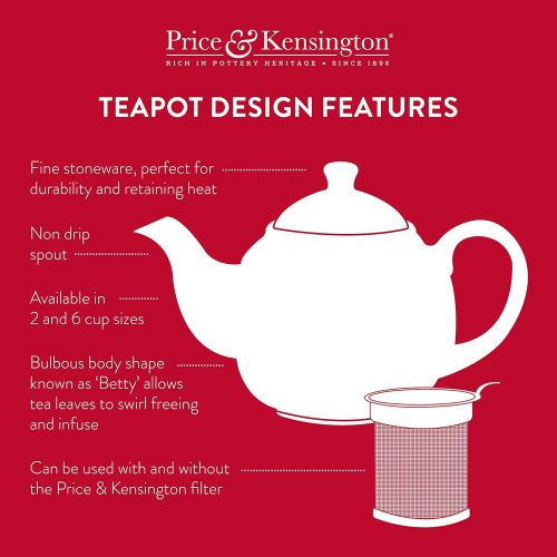  Price & Kensington - Teekanne mit Deckel - Farbe: pink / rosa - typisch englische Teekanne - 6 Tassen