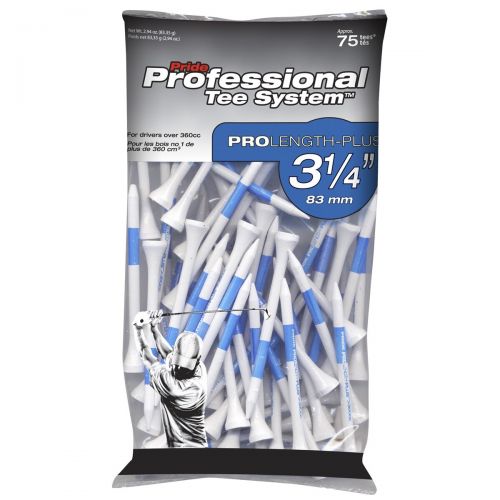  Pride Professional Tee System 3-14" Pack of 75 Golf Tees - White