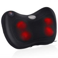 Prideal Shiatsu Pillow Massager - Electric Back Shoulder Massage with Heat Deep Tissue Kneading for Full Body Muscle Pain Relief Portable Relaxation in Car Home and Office
