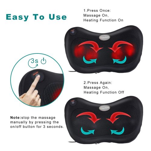  Prideal Shiatsu Pillow Massager - Electric Back Shoulder Massage with Heat Deep Tissue Kneading for Full Body Muscle Pain Relief Portable Relaxation in Car Home and Office