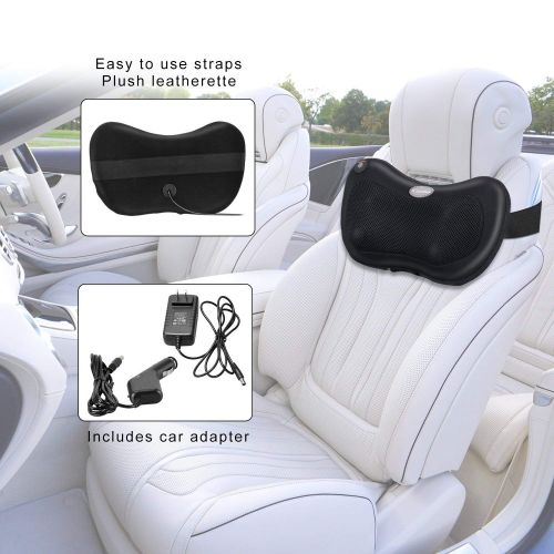  Prideal Shiatsu Pillow Massager - Electric Back Shoulder Massage with Heat Deep Tissue Kneading for Full Body Muscle Pain Relief Portable Relaxation in Car Home and Office