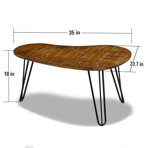  PrimaSleep PR18TB08S Coffee Bed Table, Boomerang Design,Easy to Move (Rustic Brown)