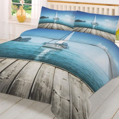  Prime Leader 3 Piece Bedding Set King, Sailboat Duvet Cover Set for Girls Boys Children Adult, Ultra Soft and Easy Care Sheet Quilt Sets with Decorative Pillow Covers