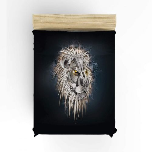  Prime Leader King Size 4 Piece Bedding Set for Girls Boys Children Adult, Stately Stone Lion Duvet Cover Set Ultra Soft and Easy Care Sheet Quilt Sets with Decorative Pillow Covers