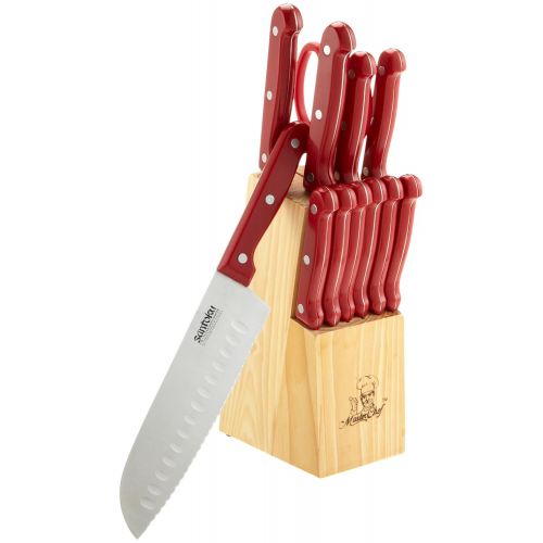  Prime Pacific Masterchef 13-Piece Knife Set with Block, Red