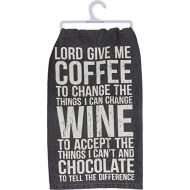 Primitives by Kathy 37208 Classic Black and White Dish Towel, 28, Coffee, Wine, Chocolate