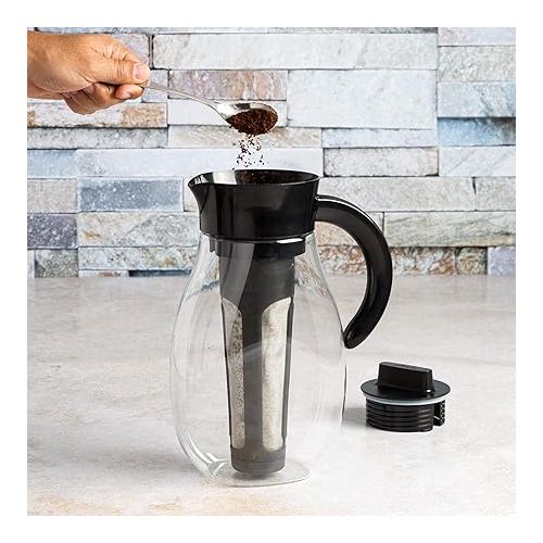  Primula Flavor Airtight Cold Brew Coffee or Iced Tea Maker Shatterproof Durable Plastic Construction, Leak-Proof, 2.7 Quart, Black