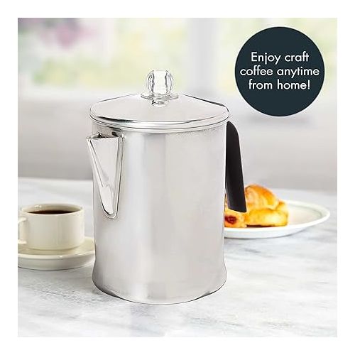  Primula Today Aluminum Stove Top Percolator Maker Durable, Brew Coffee On Stovetop, 9 Cup, Silver