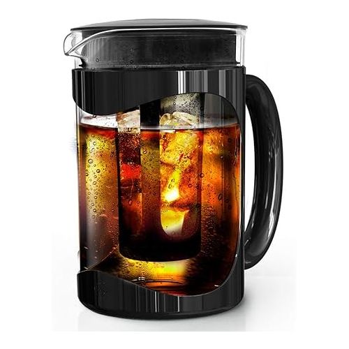  Primula Burke Deluxe Cold Brew Iced Coffee Maker, Comfort Grip Handle, Durable Glass Carafe, Removable Mesh Filter, Perfect 6 Cup Size, Dishwasher Safe, 1.6 qt, Black