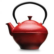 Primula Fleur Cast Iron Teapot with Stainless Steel Infuser, 32 oz, Red