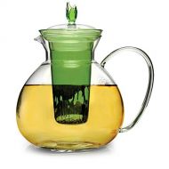 Primula 60oz Glass Teapot w/Glass Infuser and 2 Flowering Teas, Green