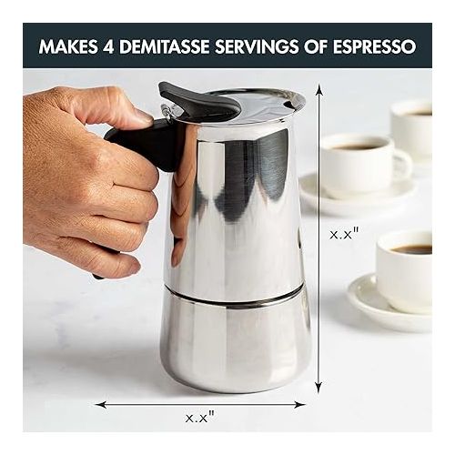  Primula Stainless Steel Stovetop Espresso Coffee Maker, 4-Cup, 3.5