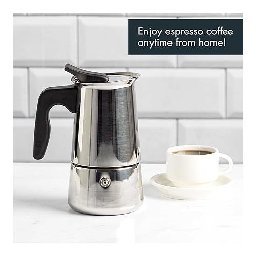  Primula Stainless Steel Stovetop Espresso Coffee Maker, 4-Cup, 3.5