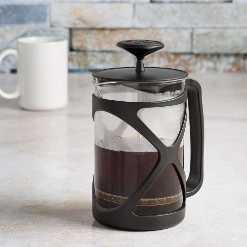  Primula Tempo French Press Premium Filtration with No Grounds, Heat Resistant Borosilicate Glass, Black