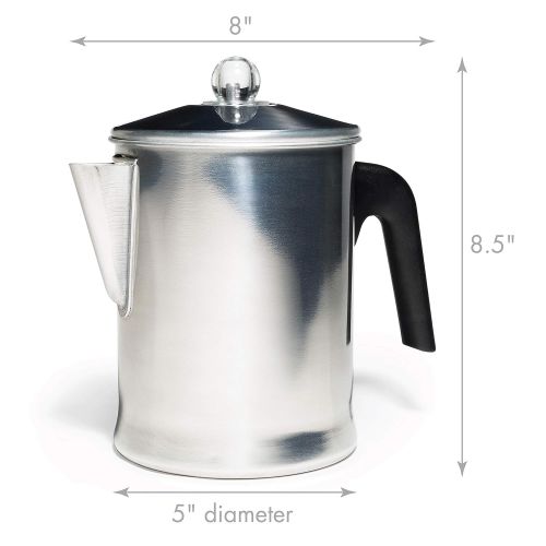  Primula TPA-3609 Today Aluminum Stove Top Percolator Maker Durable, Brew Coffee On Stovetop, Grill Or Campfire, 9 Cup