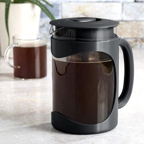  Primula Burke Deluxe Cold Brew Iced Coffee Maker, Comfort Grip Handle, Durable Glass Carafe, Removable Mesh Filter, Perfect 6 Cup Size, Dishwasher Safe, 1.6 qt, Black
