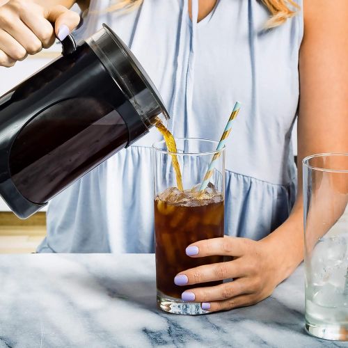  Primula Burke Deluxe Cold Brew Iced Coffee Maker, Comfort Grip Handle, Durable Glass Carafe, Removable Mesh Filter, Perfect 6 Cup Size, Dishwasher Safe, 1.6 qt, Black