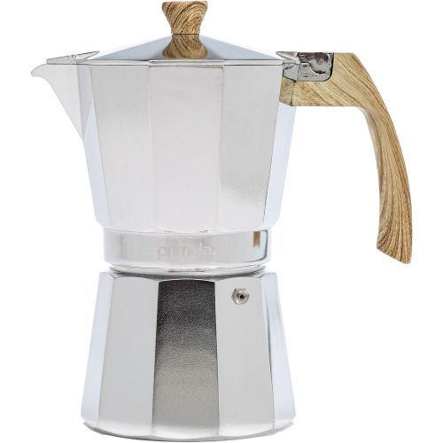  Primula Aluminum Stove Top Espresso Maker, Percolator Pot for Moka, Cuban Coffee, Cappuccino, Latte and More, Perfect for Camping, 6 Cup, Polished